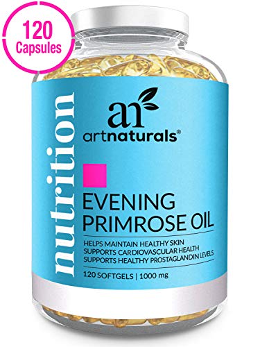 ArtNaturals Evening Primrose Oil Organic Capsules - (120 Softgels 1,000 mg) - Hormone Balance for Women - Menopause & PMS Relief - Cold-Pressed, Non-GMO & Gluten Free