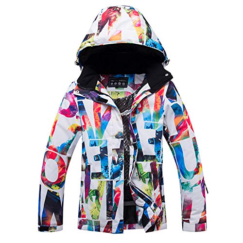 YOJOLO Bunt Bedruckte Damen Skijacke Oberbekleidung Wasserdicht Winddicht Thermo Mountain Windbreaker Mantel,A,S