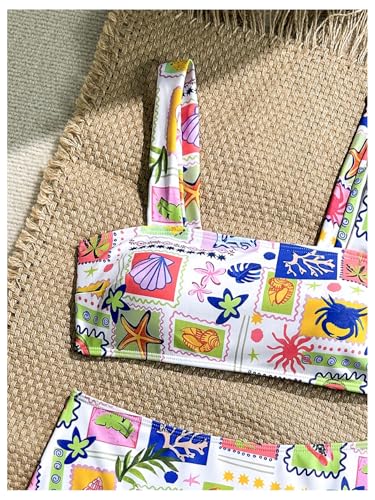 SweatyRocks Women's Two Piece High Waisted Graphic Bikini Sets Tummy Control Bathing Suit3