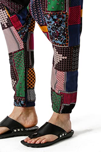 Keputay Men Women Cotton Baggy Hippie Yoga Harem Pants Funky Printed Plus Size Trousers (X-Large, Color 3) #TOP4