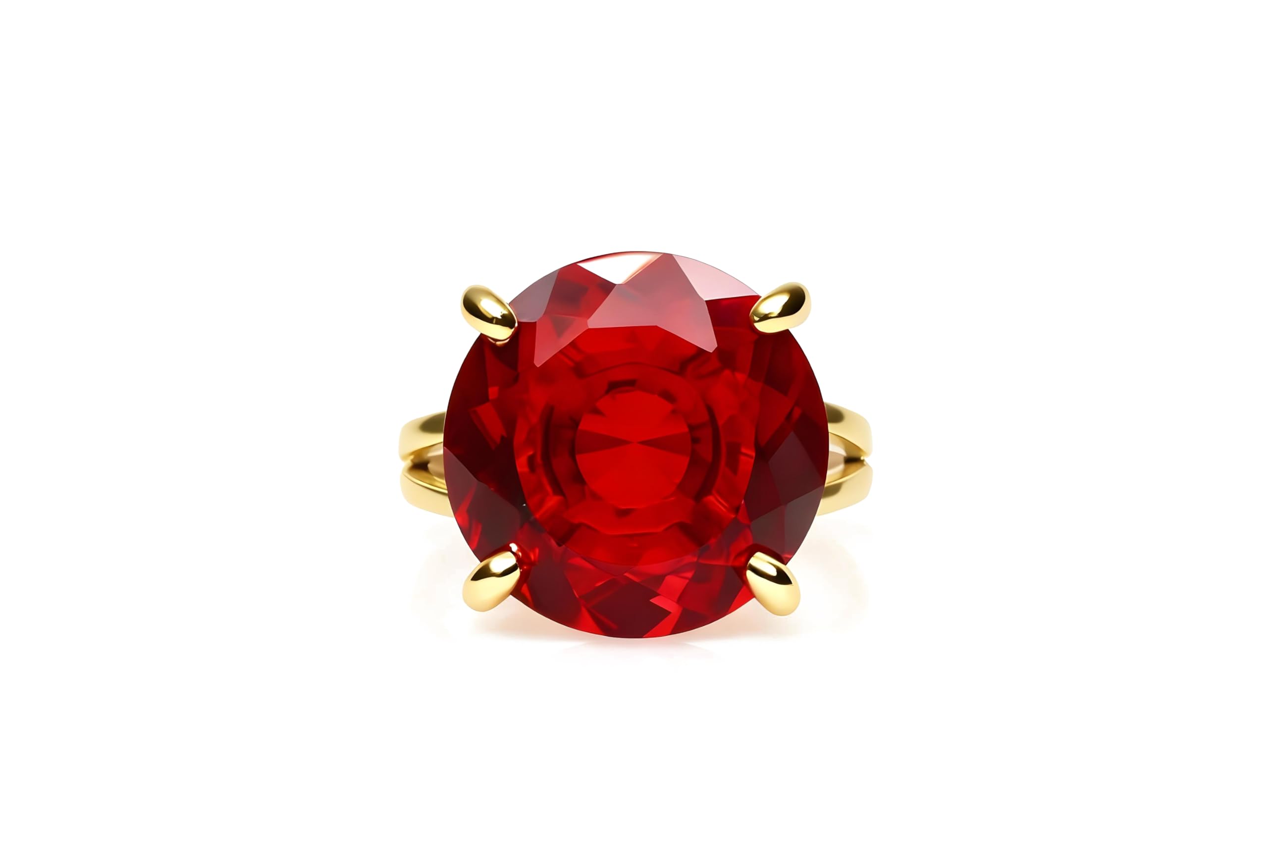 Anillo de Rubí de 16mm - Anillo de Piedra Roja en Oro 14k - Anillos Personalizados para Mujer - Joyas de Piedras Preciosas, Anillo de Piedras Preciosas, Anillo de Piedra Natal - Regalo para Ella