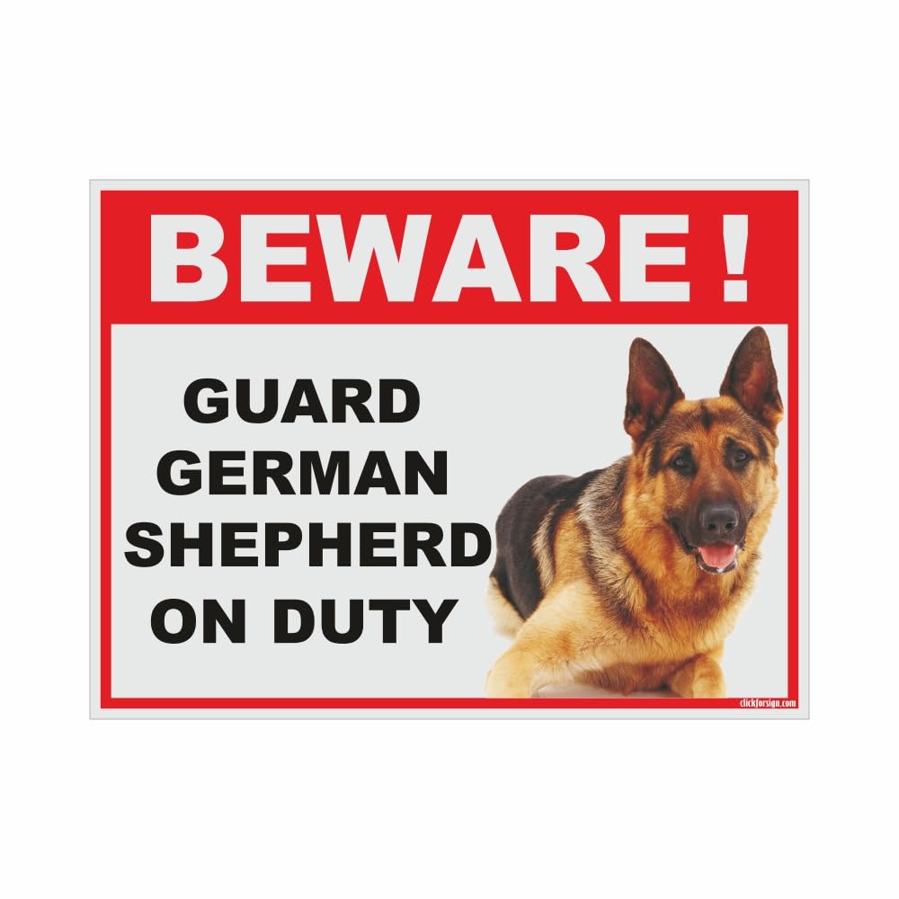 Reflecitve Beware of Guard Dog German Shepard on Duty Sign for walls and gates/residential properties, businesses, farms (Pack of 2)-image-41