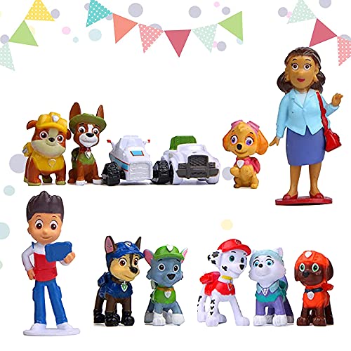 A set of 12 Paw Dogs patrol dolls, cake topper cups, mini decorative dolls, children's mini toys, children's birthday party supplies
