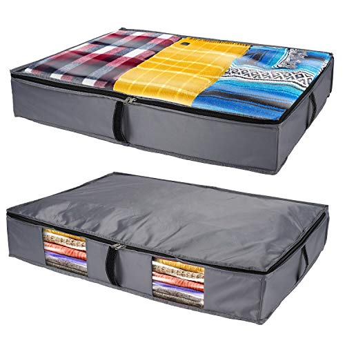 Homenery Under Bed Storage Plastic Fabric - Sturdy 4 Sidewalls Underbed Storage Containers