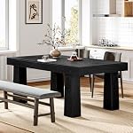 Tribesigns 63'' Dining Table, Modern Rectangular Kitchen Table with Heavy Duty Tapered Legs, Black Business Dinner Table for Dining Room, Cafe, Restaurant, Easy Assembly