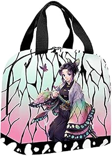 Demon Slayer Leak-Proof Polyester Lunch Bag, Insulated Lunch Bag Box Cooler Tote Bento Container, Portable Anime Lunch Tote Bags for Men Women Children Lunch Organizer for Work School Travel