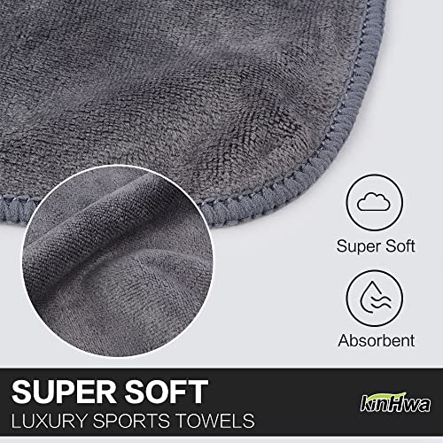 Kinhwa Gym Towels For Men Sweat Absorbent Workout Towels Soft Microfiber Sports Towel Perfect Size For Workouts, Yoga, Running, Biking Or Camping 16Inch X 31Inch 3 Pack Gray #TOP2