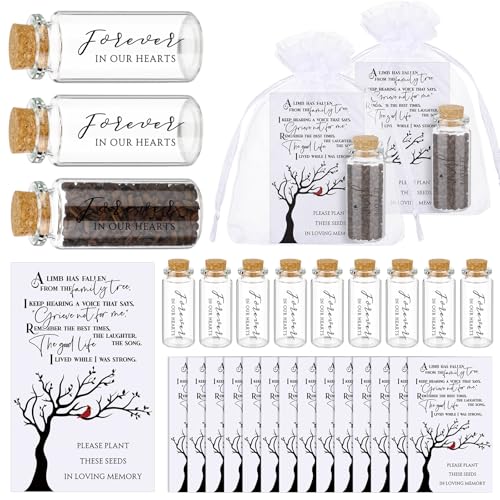 Tanlade 100 Sets Funeral Favors Memorial Seed Big Glass Bottles with Cork...