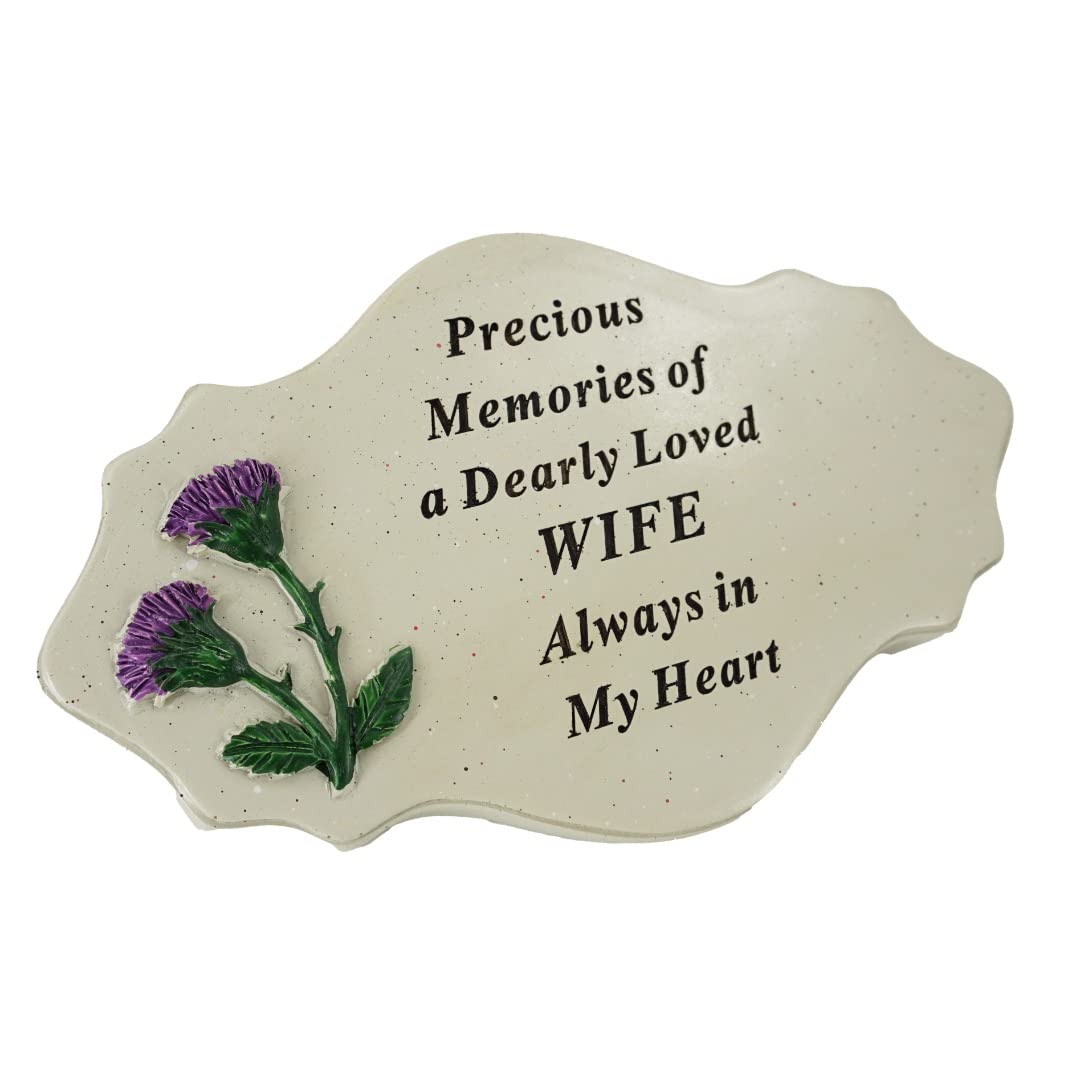 Angraves Multicoloured Special Wife Thistle Flower Graveside Memorial Grave Plaque Ornament Decoration