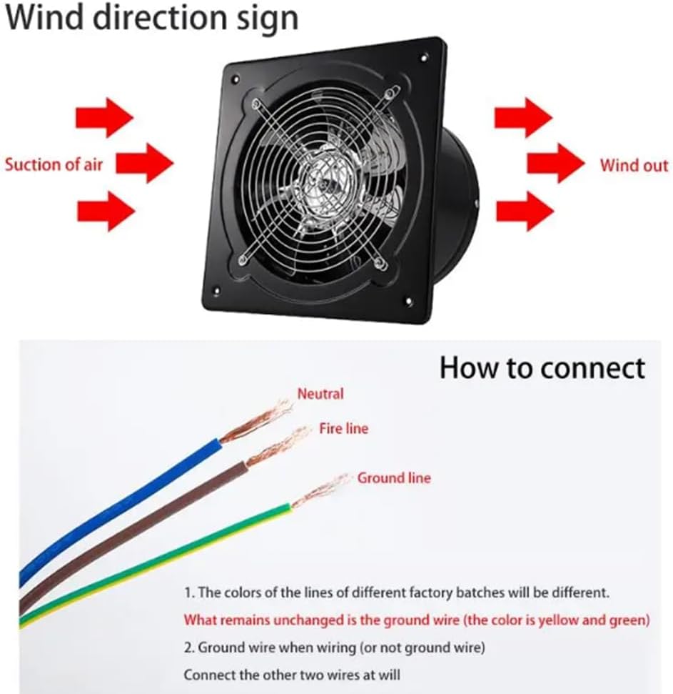 4Inch Extractor Ventilation Fan, 2800R/Min Exhaust Air Blower Strong High Speed Bathroom for Kitchen Toilet Air Vent Window Wall Exhaust Fan