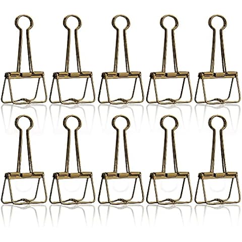 Lxnoap Color Hollow Out Paper Binder Clip Invoice Bill Clip Office Supplies Pack of 10 (M, Bronze) Cover