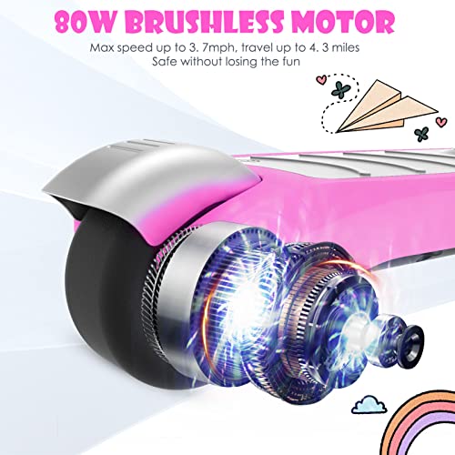Scoothop Electric Scooter for Kids Ages 3-8, 3-Wheel Electric Scooter, Kids Electric Scooter with LED Light-up Wheels, 3 Height Adjustable, Lean-to Steer Design, Gift for Boys/Girls, Rose — view 6