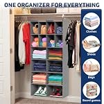 6 Tier Hanging Closet Organizer, 16 Compartments Dual Row Storage, Grey - Image 6