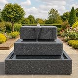 Gartenbrunnen für Außen 230V Zierbrunnen Zimmerbrunnen Wasserfall mit LED-Beleuchtung Wasserspiel für Garten, Gartenteich, Terrasse, Balkon