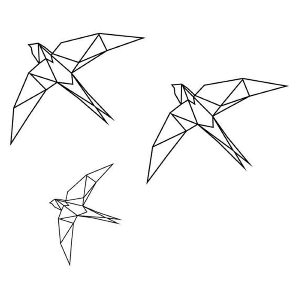 Sticker oiseaux origami géométrie pour relooker facilement un mur de salon sans abîmer la peinture