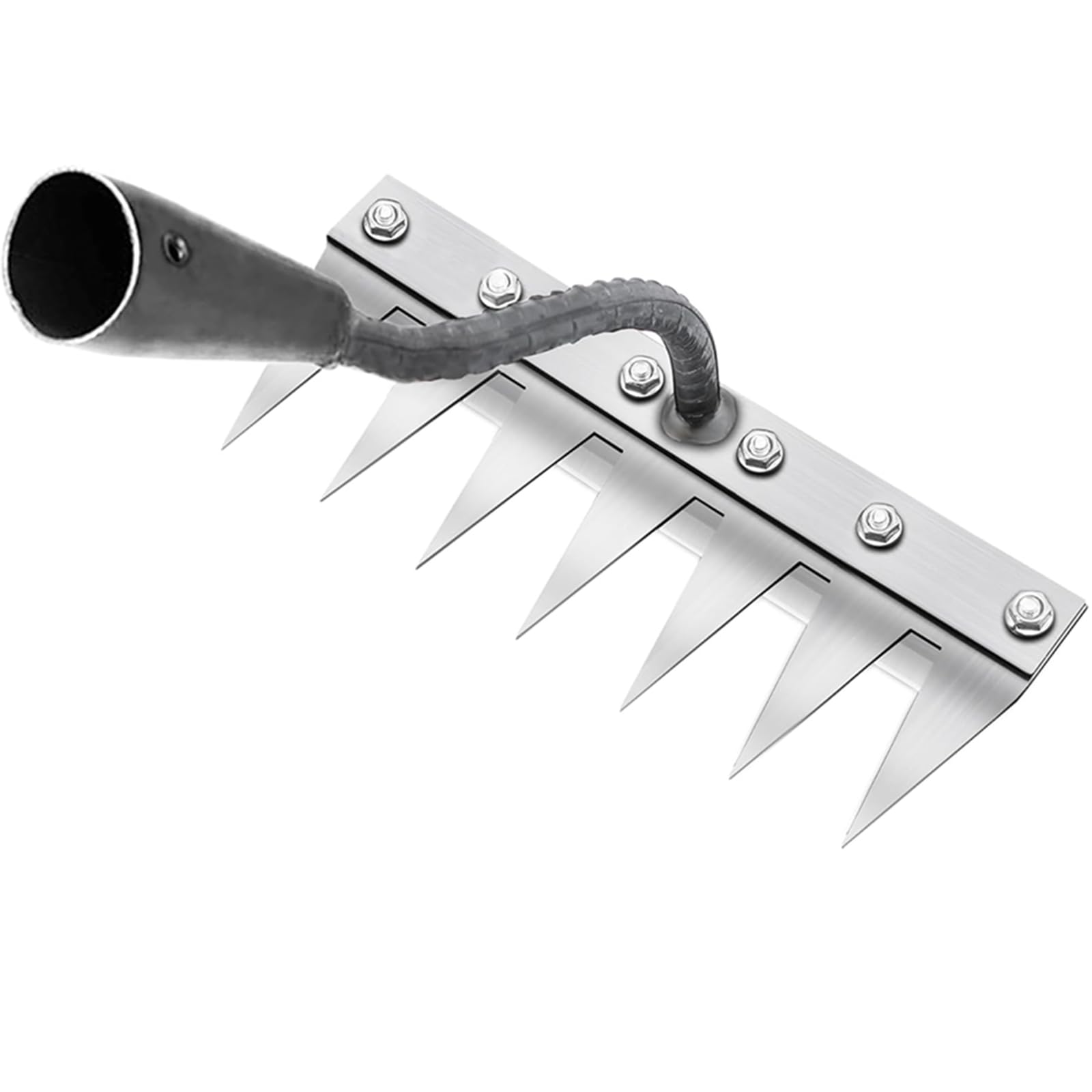 Rastrello per diserbo per giardinaggio, rastrelli in ferro da gardenia per cortile, prato, piccola fattoria, rastrello con denti in metallo affilati, attrezzo da giardino resistente per diserbo senz