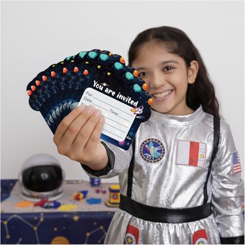 Image of Party Propz Space Theme Birthday Invitation Cards - 20 Pcs, Calling All Astronauts Kids Birthday Invitation Card, Double-Sided Outer Space Invitation Card (Cardstock)