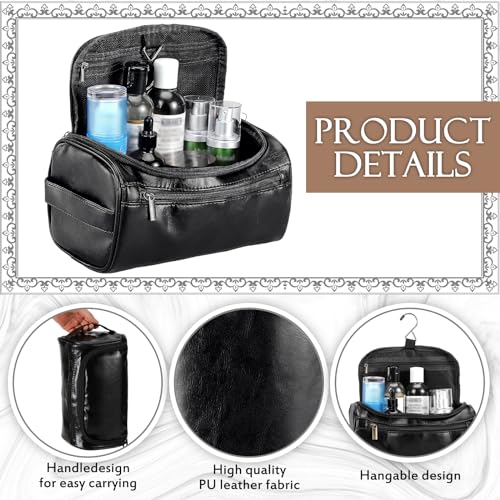 Aliceset 6 Pcs Groomsmen Gift Toiletry Bag Leather Toiletry Bag for Men with Hook Leather Wedding Gift Bag Groomsmen Proposal Bag with Side Handle Father Gift(Dark Brown, Black, Brown) - Thumbnail 3