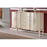 estea mobili - credenza 2 porte 4 cassetti legno massello laccato bianco