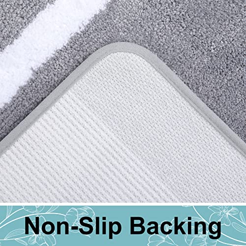 Kitinjoy Luxury Bathroom Rugs Runner, Super Soft Microfiber Bath Mat, Machine Wash Dry, Non Slip Absorbent Shaggy Bath Rug For Tub, Shower, And Bath Room, 24 X 47, Grey #TOP3