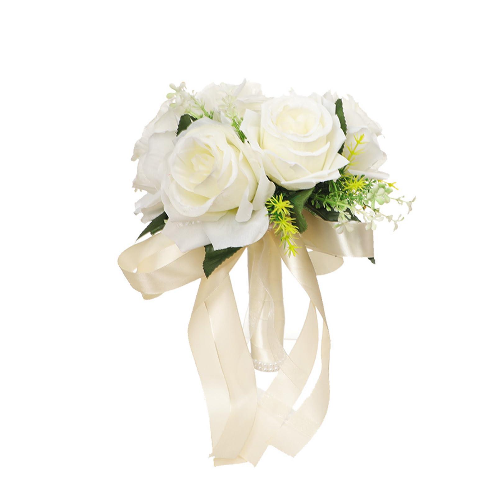 HJRegaFimu Bride Bouquets For Wedding Romantic Bridal Bouquet Artificial Rose Flower Bridesmaids Fake Flowers Toss Party Church