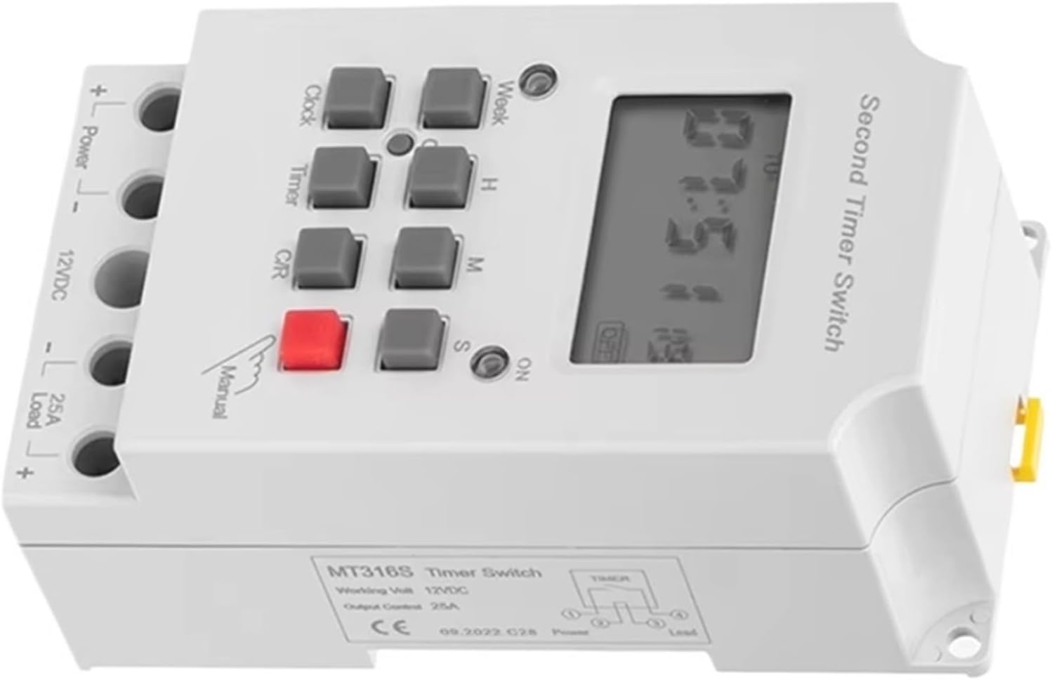 Din Rail MT316S 12VDC 25A Programmable Timer Automatic Multifunctional Electronic Digital Time Switch