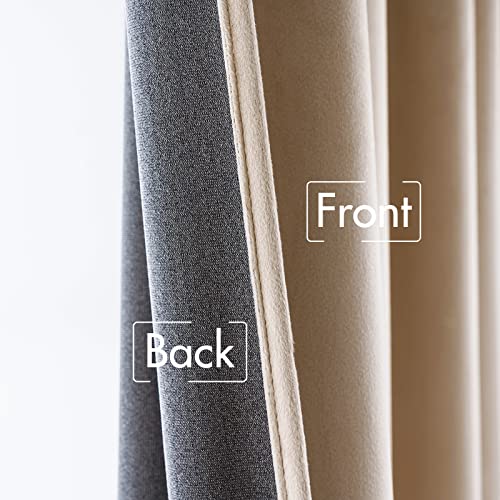 Image of MIULEE Camel Beige Velvet Pinch Pleat Blackout Curtains W52 X L84 Inches