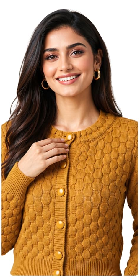 women’s cable knit cardigan sweater | premium stylish full sleeve button front winter sweater for women's