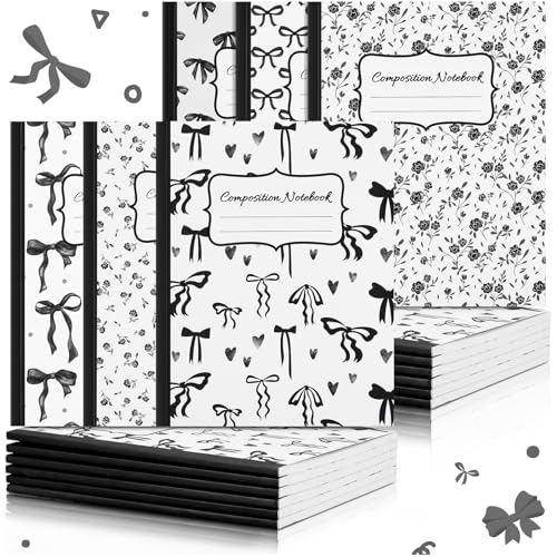 Carnet de composition ligné 110 pages avec nœud noir pour étudiant et enseignant