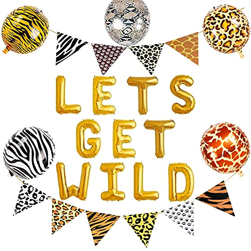 JeVenis Lets Get Wild Balloon Jungle Safari Banner Safari Baby Shower Decoration Jungle Lets Get Wild Decoration Jungle