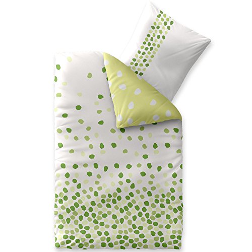 CelinaTex Fashion Bettwäsche 135x200 cm 2teilig Baumwolle, Bettgarnitur für Sommer und Winter, Ganzjährig, Bettbezug, Bettenset, Schöner Wohnen Ilona Punkte Weiß Grün