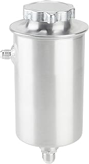 Vertical Aluminum Power Steering Reservoir Tank: AN6 Top Return, AN8 or AN10 Outlet Options, Vented Cap, Mountable Design (Bracket Sold Separately), Perfect for Remote Reservoir Pumps
