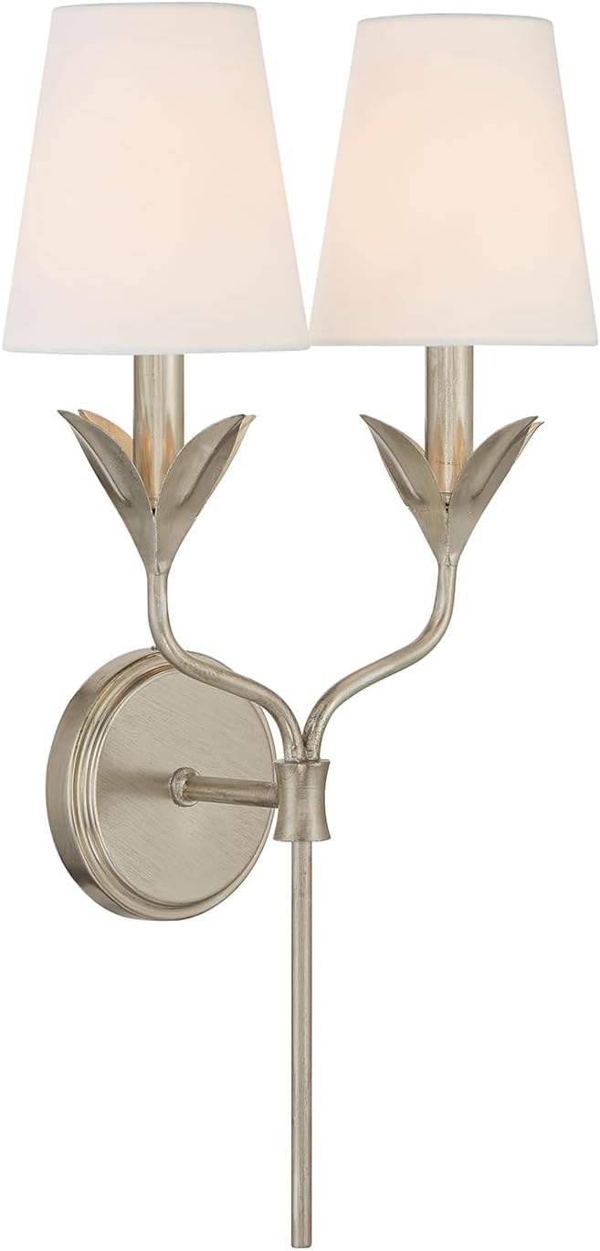 Crystorama Broche 2 Light Antique Silver Sconce
