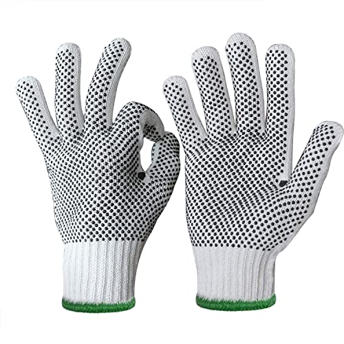 Evridwear Cotton Polyester String Knit Shell Safety Protection Work Gloves for Painter Mechanic Industrial Warehouse Gardening Construction Men & Women 12 Pairs, With Two Side dots, XL Size - Image 3