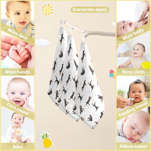 Image of vvfelixl Baby Cotton Washcloths Exercises Doberman Dog Infants Bath Towel for Unisex Puppy Face Towels for Newborn, Natural Baby Wipes Delicate Skin, 11.8 X 11.8 inch, one sizex5