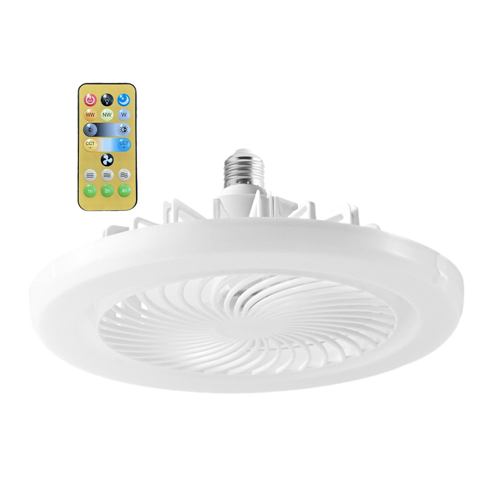 JISADER Ceiling Fan with E27 LED Lamp, Ceiling Lighting for Restaurant, Kitchen, Study Room, Bedroom, Garage