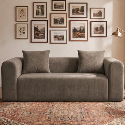 Image of Claiks 71 inch Boneless Cloud Couch, Deep Seat Loveseat, Light Grey