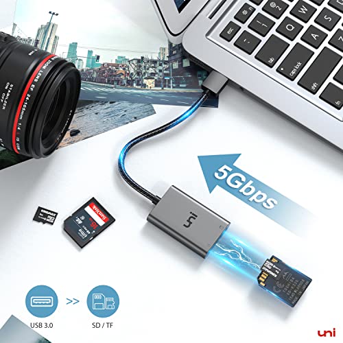 uni SD Card Reader, High-Speed USB 3.0 to Micro SD Card Adapter, Aluminum Computer Memory Card Reader Dual Slots, for SD/SDXC/SDHC/MMC/Micro SDXC/TF/Micro SDHC | Laptop, PC, and More - Image 3