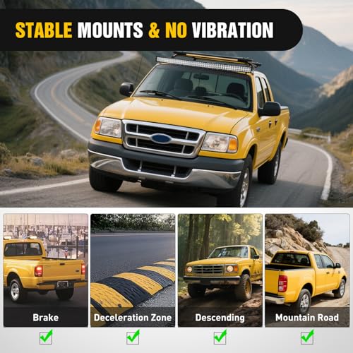Image of Nilight 50 Inch Curved Light Bar Bracket for Ford Ranger 1993-2011 Pickup | for Ford Ranger 1993-2011 Pickup 4-Door or 2-Door, Upper Windshield Roof Cab Brackets