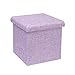 Bonlife Tabouret Pliant Pouf de Rangement Repose-Pied Cube Siège Petit Meuble de Rangement Lin Pouf Carre Violet Clair,30 X 30 X 30 CM