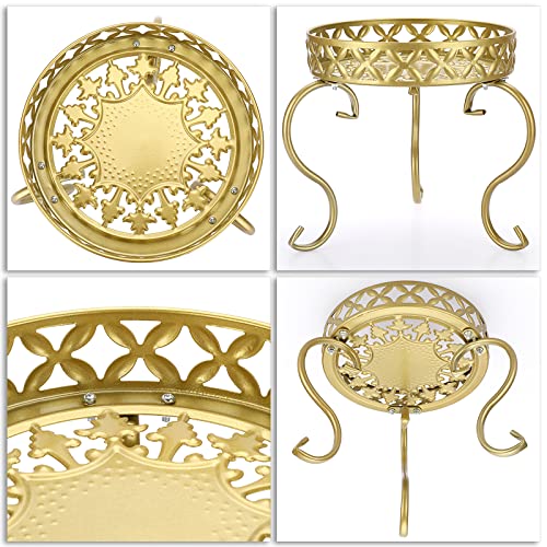 Miniatura 5 de Ignpion 1 Soporte De Metal Artístico Para Macetas, Soporte Para Macetas De Flores Para Interiores Y Exteriores, Dorado No Incluye Planta