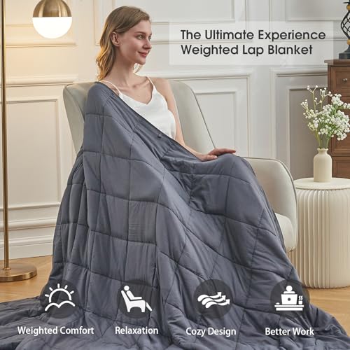 Image of BETU Weighted Blanket for Adults 15lbs, 48 inchx72 inch, Twin Size Heavy Throw Blanket for 140-160lbs, Big Blankets Weighted Comforter, Pink Grey