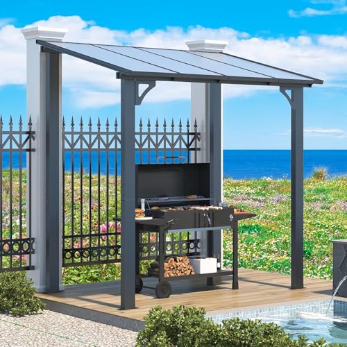 YODOLLA Gazebo à Toit Rigide 2.4x1.5m – Tonnelle de Jardin, Pergola Murs-Montée inclinée Étanche pour Terrasse, Abri pour Barbecue & Garage
