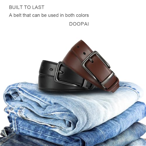 DOOPAI Reversible Leather Belt for Men 1.25" - Dual Sided Dress and Casual Belt, Trim to Fit, 2 Styles in One Belt2