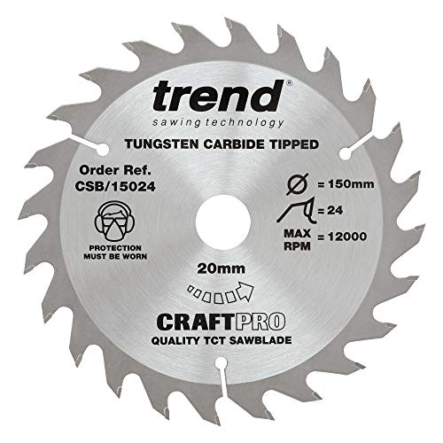 Trend CraftPro Combination TCT Circular SawBlade, 150mm x 24 Teeth x 20mm Bore, Tungsten Carbide Tipped, CSB/15024