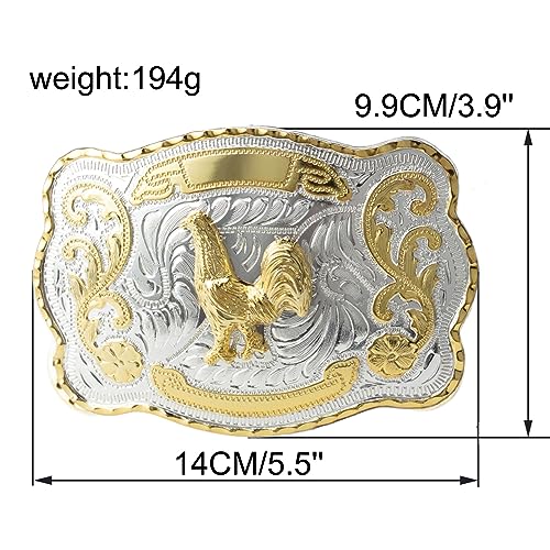 Rooster Belt Cowboy Rodeo Western Gold Tone Cowboy Belt,Black,120CM/47.3''3