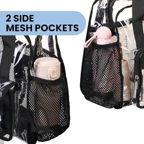BORMELUN Clear Tote Bags for Work Shoulder Strap Stadium approved Plastic Gallon Lunch boxes Corrections officers 12x12 inches Heavy duty Transparent See through by BORMELUN - Image 6