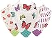 Nuby Reversible 100% Natural Cotton Muslin 3 Piece Teething Bib, Pink, Aqua, Purple, Flower, Butterfly, Stripes, Girl, 3 Count