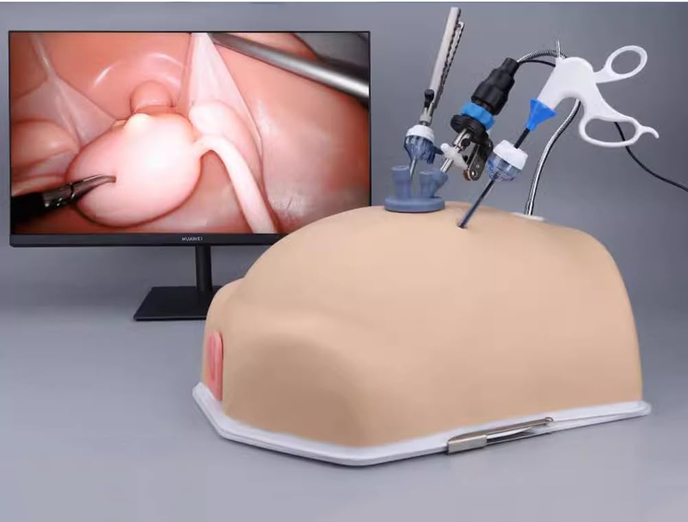 Simulador de Laparoscopia para Entrenamiento de Operaciones Versión Ginecológica,Neumoperitoneo Suave, Caja de Entrenamiento con 10 Módulos, 4 Instrumentos, Cámara de Alta Definición 1080P