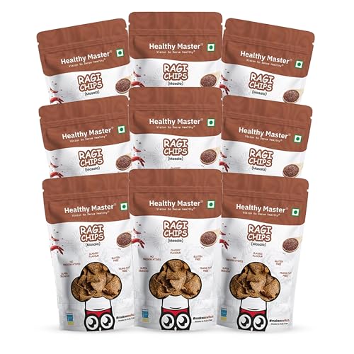 Image of Healthy Master Ragi Chips Combo 900g (100g Each) Pack of 9 | Light & Crispy | High Protein Chips | Gluten-Free | No Maida, No Palm Oil | Low-Calorie | Healthy Snacks for Adults & Kids